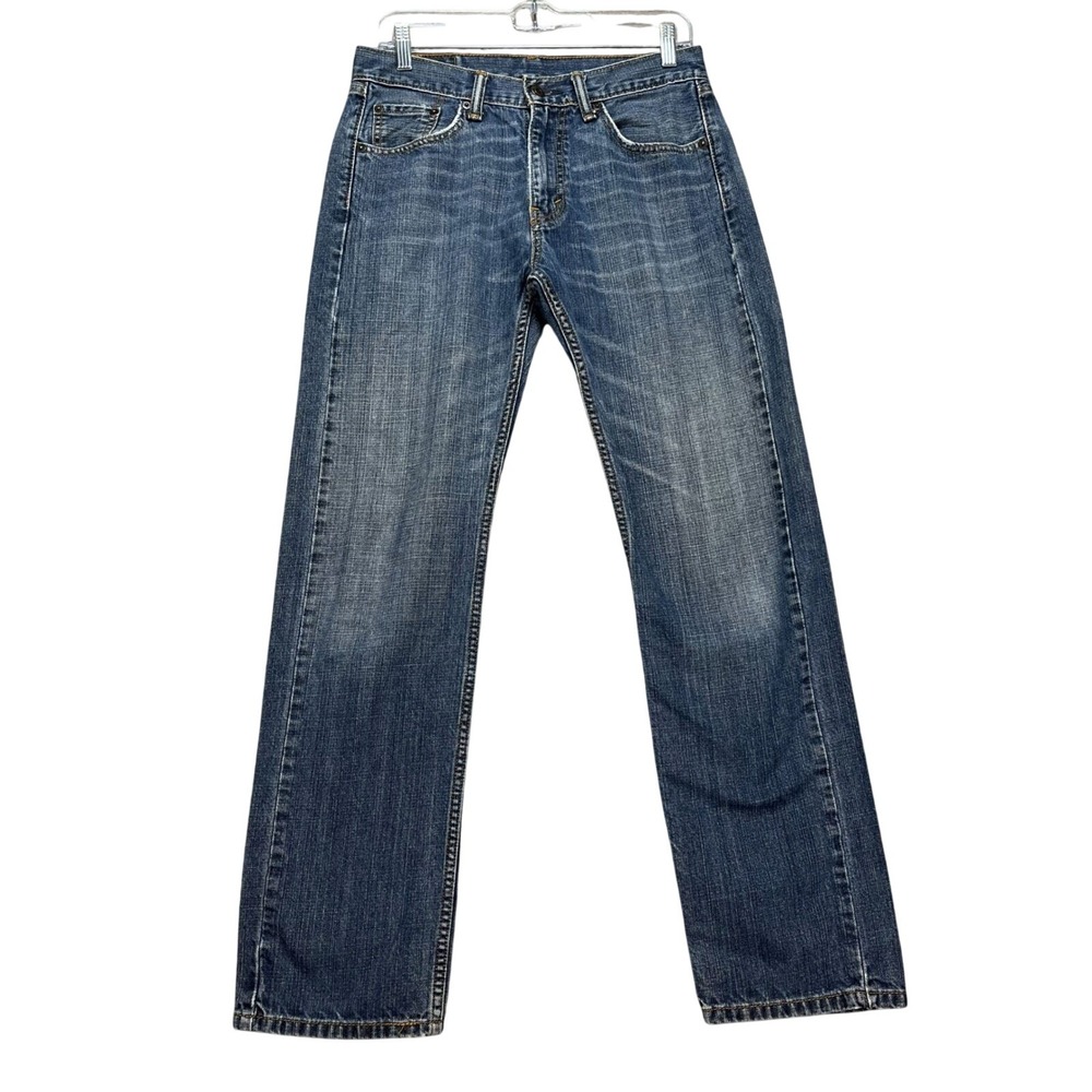 Levis 505 Jeans Men 30x32 Medium Wash Denim Straight Leg 5 Pocket Distressed EUC